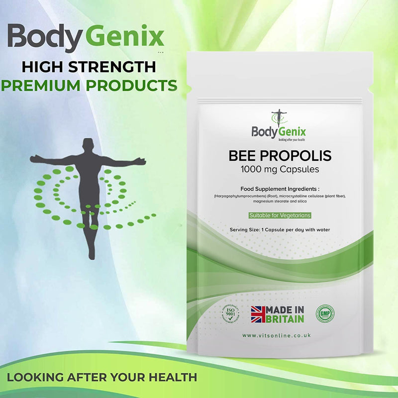 Bodygenix BEE Propolis 1000mg 60 Capsules Natural ANTIBIOTIC, Fight Infection 60 Count (Pack of 1) - BeesActive Australia