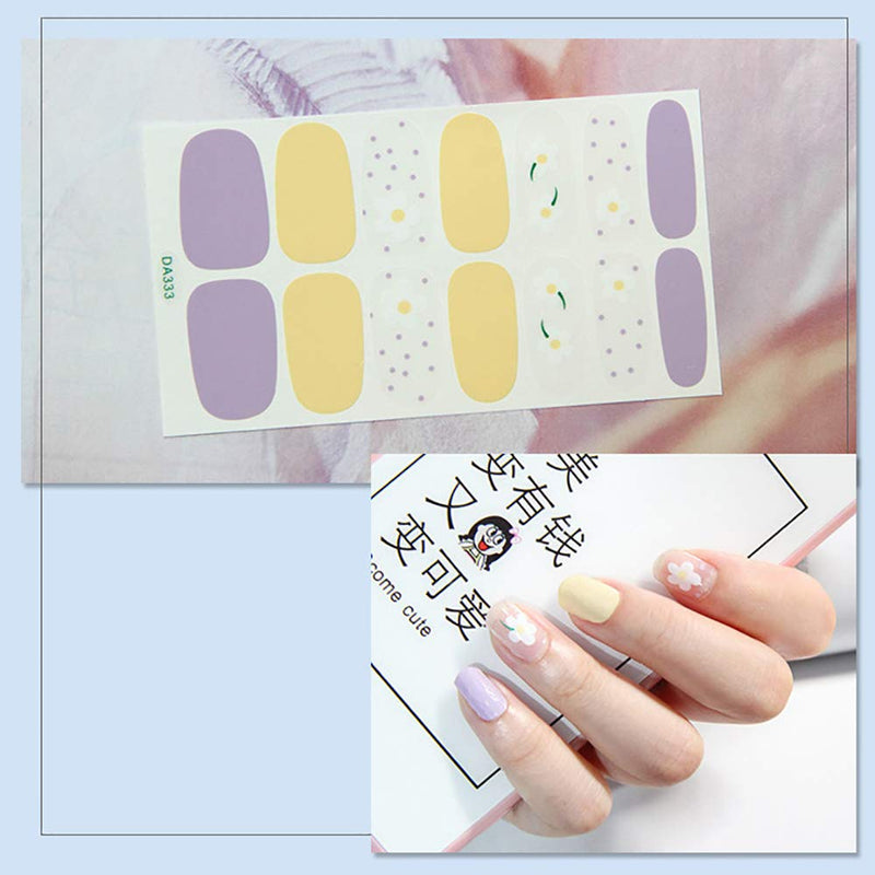 WOKOTO 10 Sheets Flower Nail Polish Wraps Strips Set with 1Pc Nail File Self-Adhesive Nail Art Stickers Decals Tips Manicure Kit for Women KIT1 - BeesActive Australia