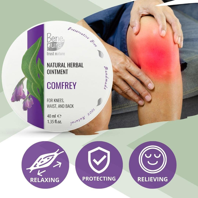 BenePura Comfrey Ointment for Muscle Pain Relief - Natural Comfrey Cream for Back Pain Relief, Joint Pain Relief, Knee Pain Relief, Neck Pain Relief - Muscle Rub Pain Relief Cream - 40 ml 40 ml (Pack of 1) - BeesActive Australia