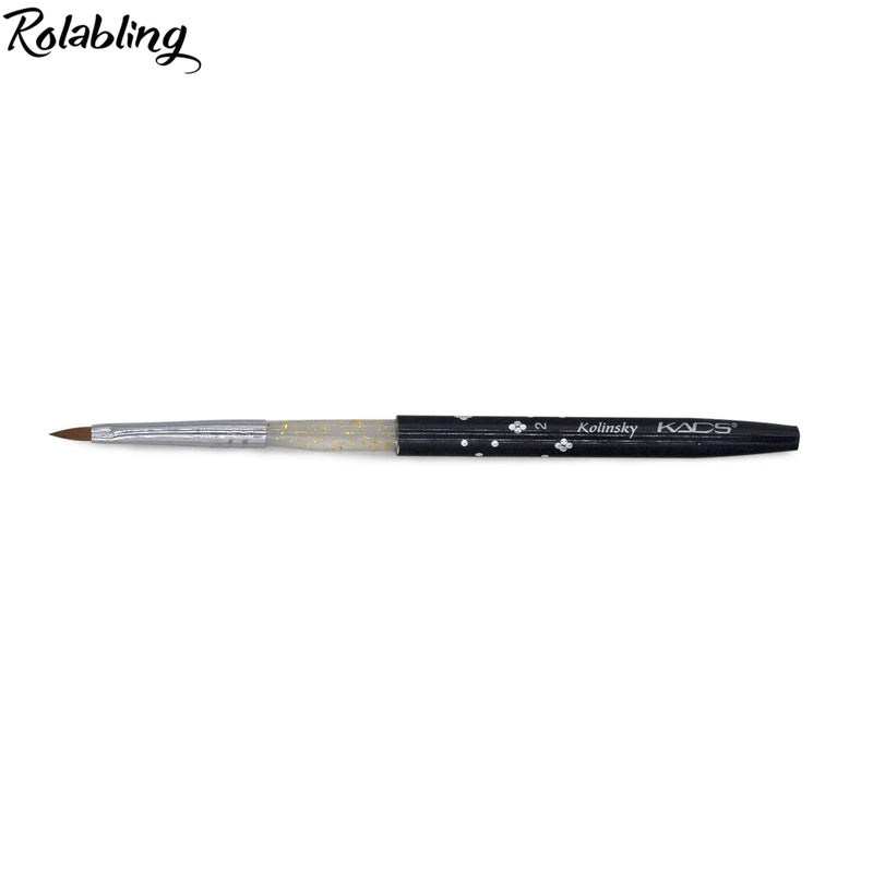 Rolabling Size 4# Black 100% Kolinsky Sable Acrylic Nail Art Brushes UV Gel Nail Painting Pen Brushes (Size 4) - BeesActive Australia