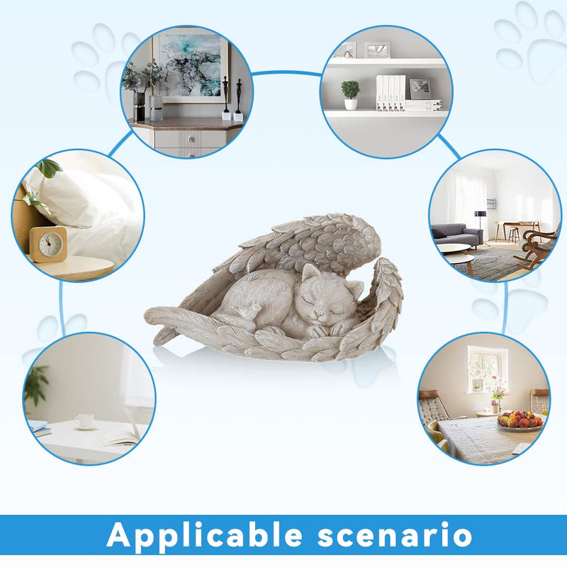 NEWDREAM:The Dog Angel Memorial Statue,Cat Angle Memorial Placed in Indoor Angel Decorations, Pet Tombstone Dogs Dog Figurines, Pet Grave Markers Dog Cat in Angel Wing Figurine lightGrey - BeesActive Australia