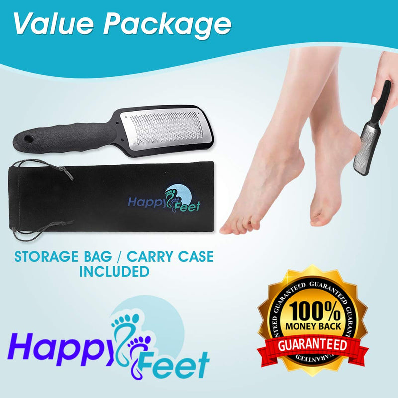 HAPPY FEET - Foot Filer For Dead Skin, Stainless Steel Foot Scrubber, Callus Scraper Tool For Feet, Shave Callus With Ease For Both Wet And Dry Feet, White Gift Boxed & Storage Bag Included. - BeesActive Australia