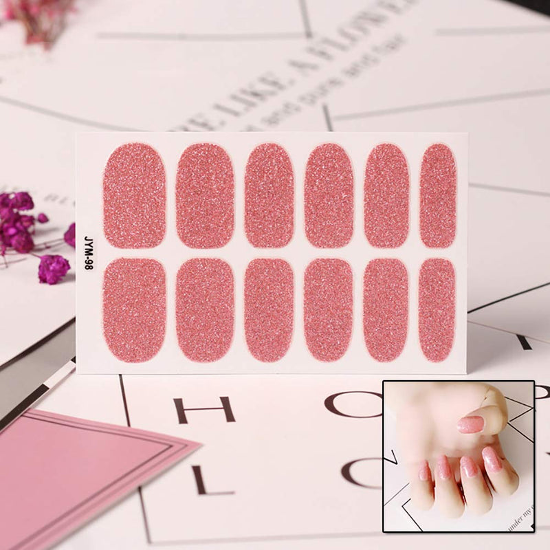 SILPECWEE 6 Sheet Adhesive Nail Art Wraps Stickers Tips Glitter Solid Color Nail Decals Design Manicure Polish Strips Set and 1Pc Nail File - BeesActive Australia