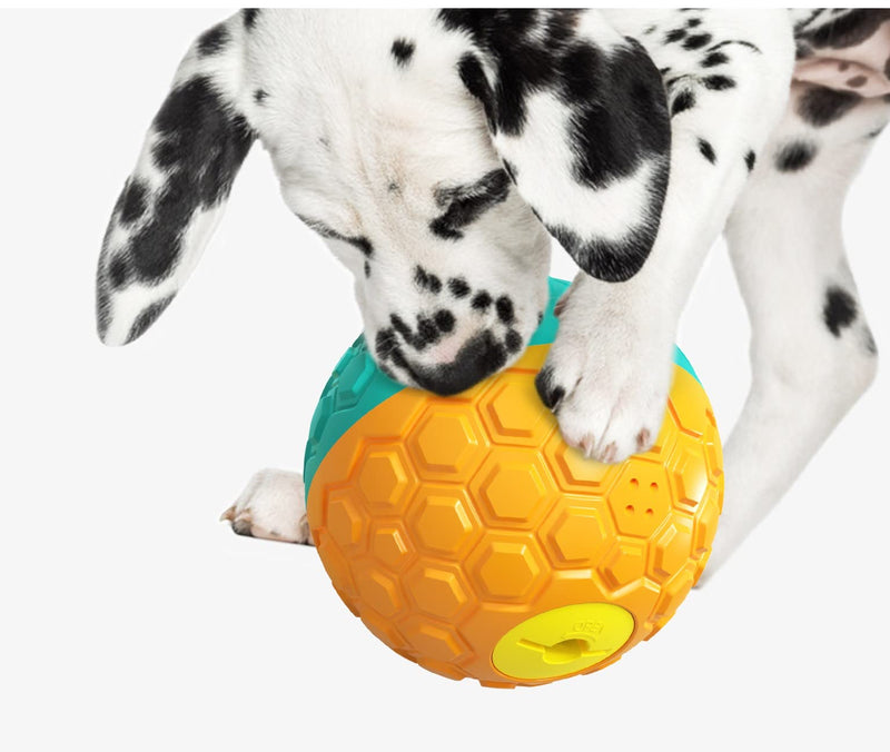 Interactive Food Toy for Dog and Cats, Pet Food Dispensor Tumbler Dog Treat Toy, Dog Slow Feeder Treat Dispensing Puzzle Toys for Small Dogs /Cats,Robot Shape Dog Toys Yellow Ball for large dog - BeesActive Australia
