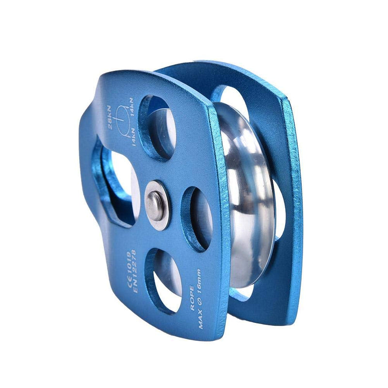 Climbing Single Pulley 28KN Alloy Rescue Pulley with Swing Plate Heavy Duty Single Swivel Rope Pulley Fixed Tree Rock Climbing Blue - BeesActive Australia