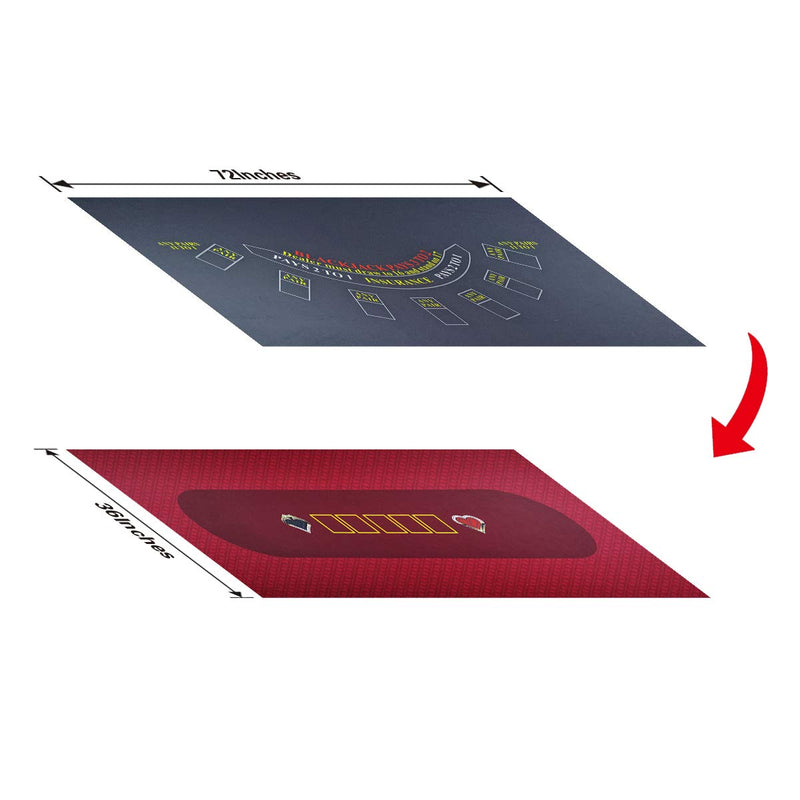 WALIKEN Tabletop Professional Casino Felt for 2-Sided 36"x72" Texas Holdem/Blackjack, Roulette/Craps Casino Tabletop Felt Layout Mat/Poker Table Speed Cloths Red/Grey - BeesActive Australia