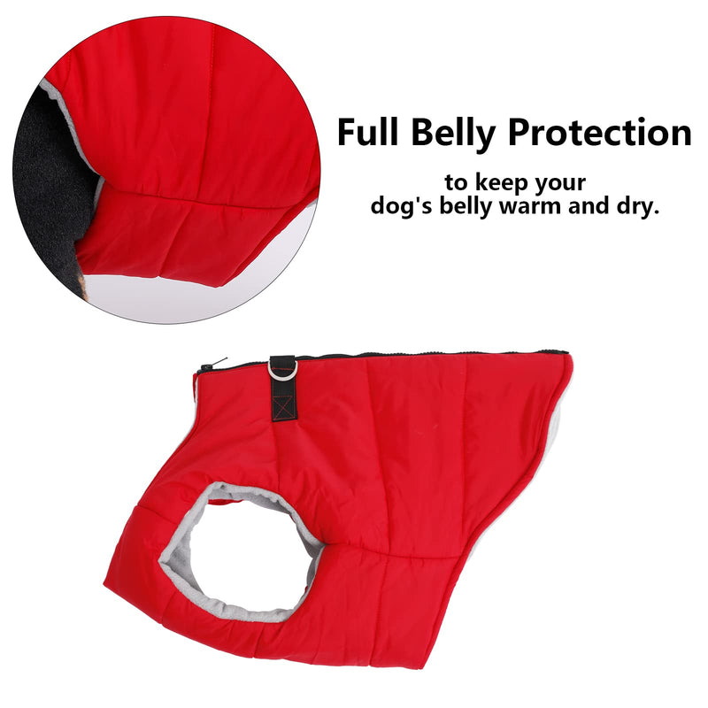 Geyecete Dog Bulldog Clothes Dog Cotton Padded Coat Thick Winter Warm Vest Waistcoat Cold Weather Jacket Clothing for French Bulldog Coat Medium Red - BeesActive Australia