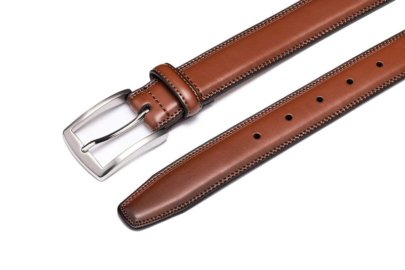 KM Legend Men's Leather Dress Belt-Classic & Fashion for Work Business and Casual 36 Essential Brown - BeesActive Australia