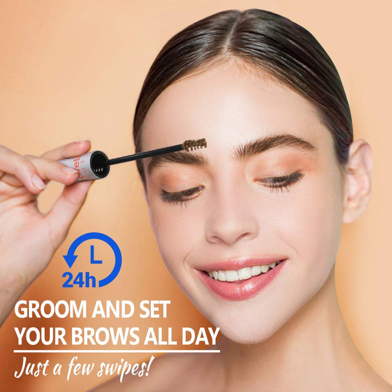 4D Charming Tinted Eyebrow Gel, Cilrofelr Waterproof Eyebrow Gel with Spoolie Brush & Eyebrow Razor, Long Lasting, Non-Sticky, For Natural Brow Looking, Cruelty Free & Paraben Free, Dark Gray, 5.0g - BeesActive Australia