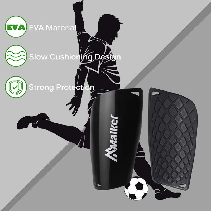 Malker Soccer Shin Guards for Kids Youth Adults Shin Guards Pads with Sleeves, Lightweight and Compact, Protective Soccer Equipment Black Large - BeesActive Australia