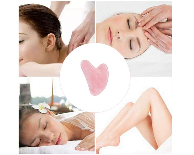Bounabay Rose Quartz Gua Sha Massage Tool with Gift Bag, Top Sheerness Natural Jade Massage Stone for Facial Body Skincare, SPA Acupuncture Therapy Trigger Point Treatment Caring Pink Heart Shape� - BeesActive Australia