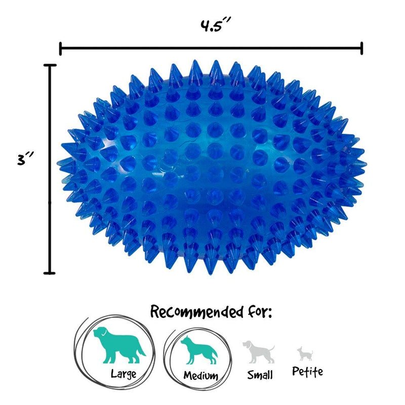 Gnawsome™ 4.5” Spiky Squeaker Football Dog Toy - Large, Cleans Teeth and Promotes Good Dental and Gum Health for Your Pet, Colors Will Vary - BeesActive Australia