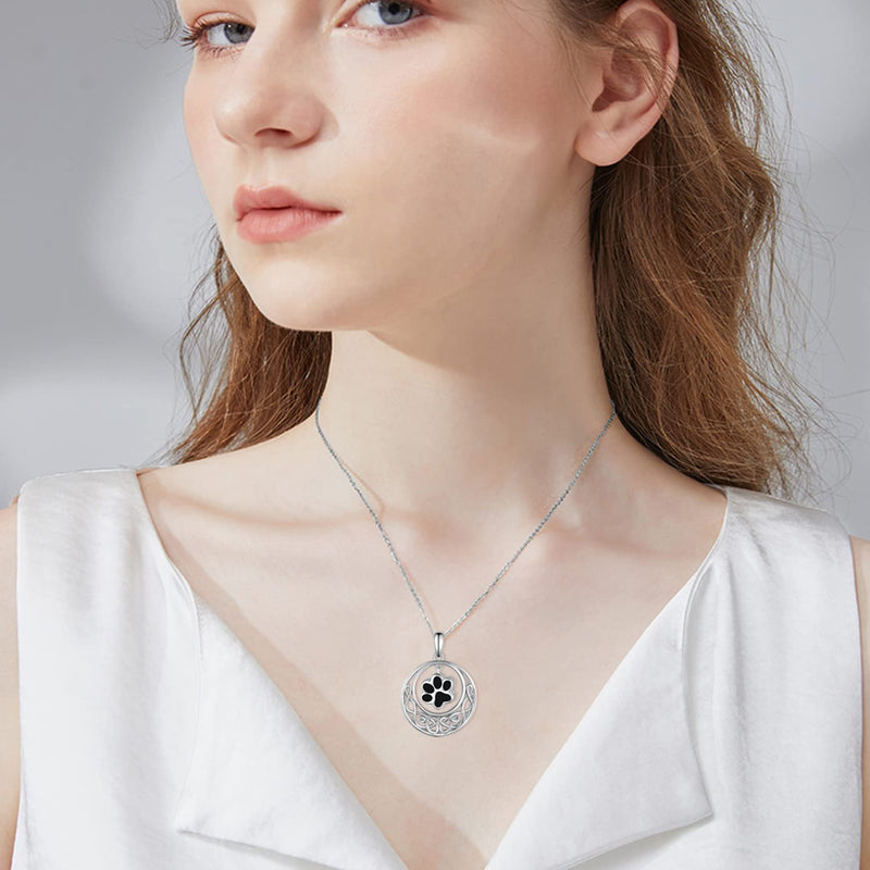 Paw Print Urn Necklace for Ashes 925 Sterling Silver Dog Cat Ashes Necklaces Memorial Keepsake Cremation Jewelry Gifts for Ashes Pet Ashes - BeesActive Australia