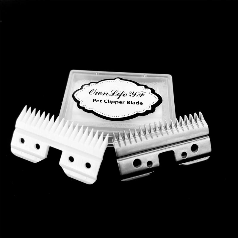 18 Teeth Ceramic and Steel Clipper Blades for Oster Fast Feed, A5 Dog Grooming Clipper, Replacement Ceramic Blades Compatible with Andis Detachable Blade Parts, Wahl KM Series Cutter - BeesActive Australia
