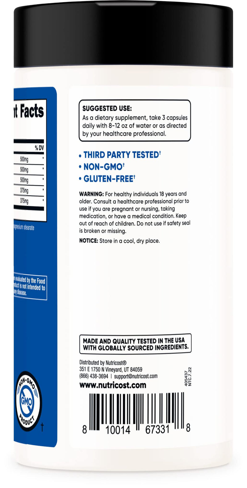 Nutricost Nitric Oxide Booster 750mg, 180 Capsules - 2250mg Per Serving - Gluten Free and Non-GMO - BeesActive Australia