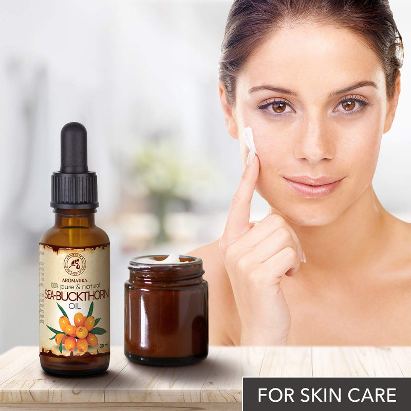 Sea Buckthorn Oil 1 OZ - 30ml - with Dropper - Cold Pressed - Hippophae Rhamnoides Oil - 100% Pure & Natural Sea Buckthorn Berry Oils for Face - Hair - Skin Care - Oils for Beauty & Health - Glass Bottle - BeesActive Australia