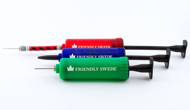 The Friendly Swede Sports Ball Pump (3 Pack), Needles and Nozzles Included Blue + Green + Red - BeesActive Australia