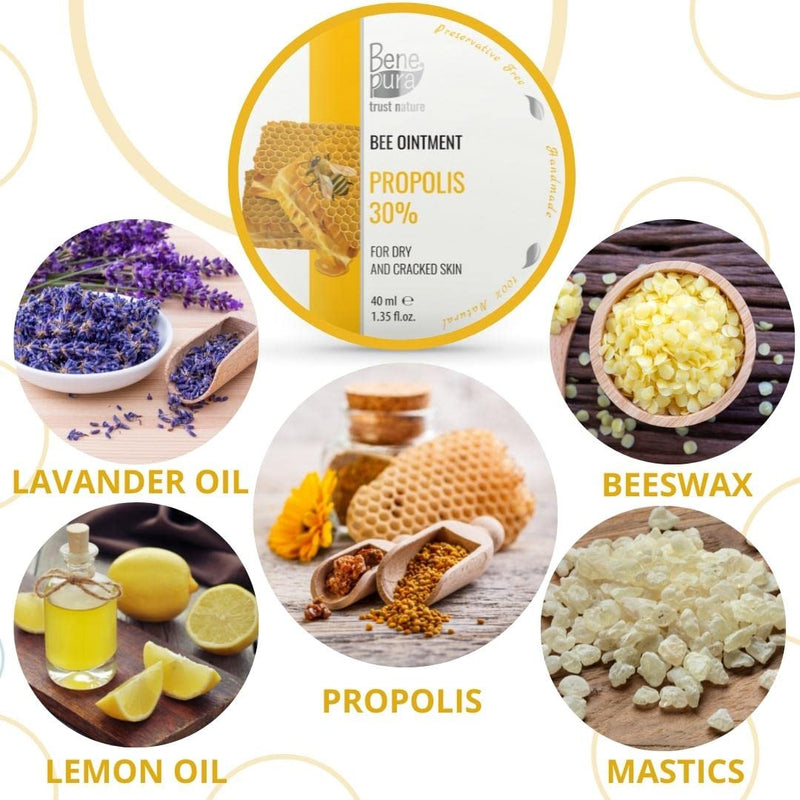 BenePura Propolis Ointment, Natural 30% Propolis Ointment for Irritated, Dry and Cracked Skin, 40 ml - BeesActive Australia