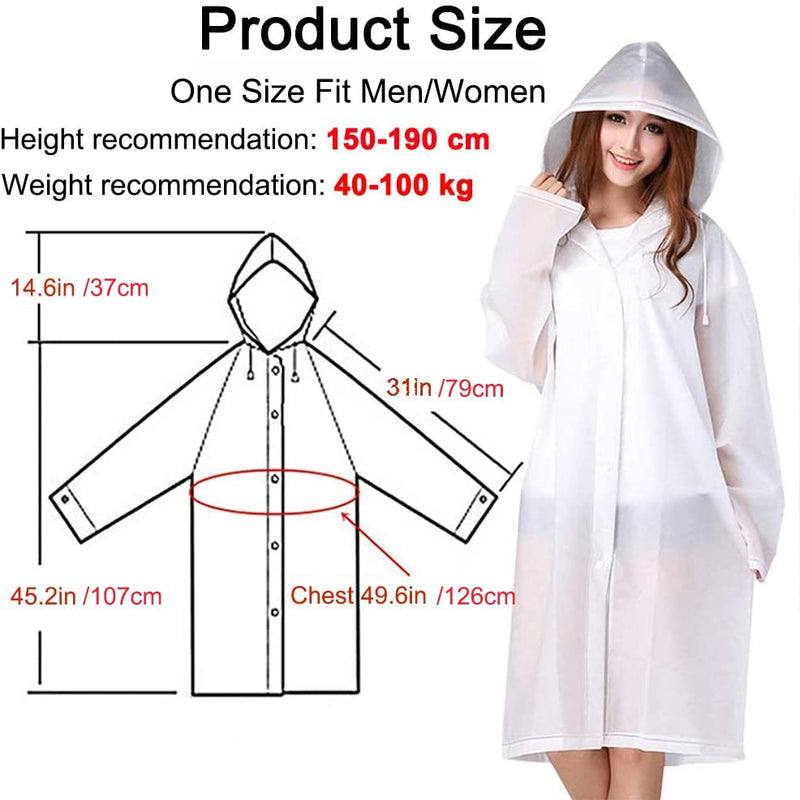Cosowe Rain Ponchos for Adults Reusable, 2 Pcs Raincoats Emergency for Women Men with Hood and Drawstring A-adults Poncho-white - BeesActive Australia