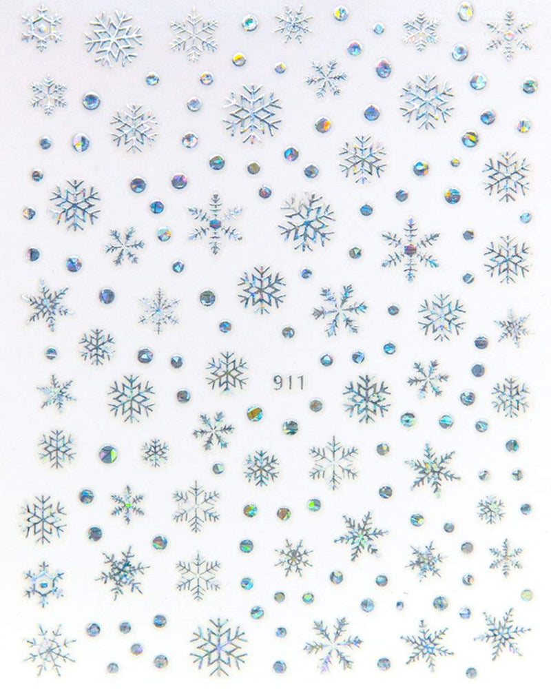 6 Sheets 3D Snowflake Nail Art Stickers, Self-Adhesive Big Snowflake Nail Decals in White Shining Gold and Silver Color for Holiday DIY Manicure and Gift - BeesActive Australia
