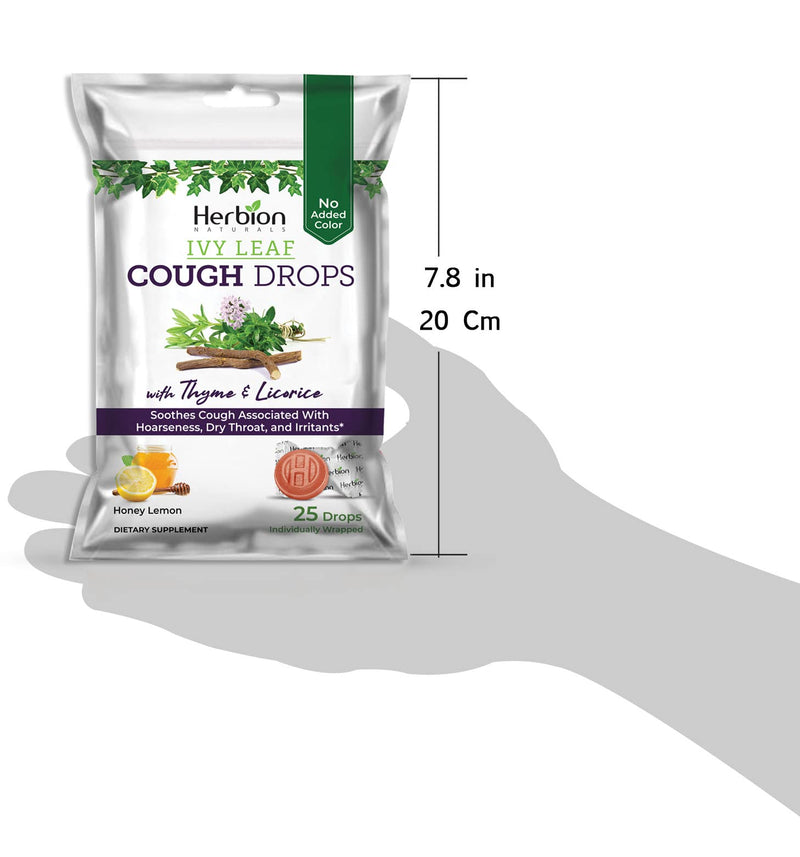 Herbion Naturals Cough Drops with Ivy Leaf and Thyme, Soothes Sore Throat - for Adults and Children 5 Years and Above, 25 Cts - BeesActive Australia