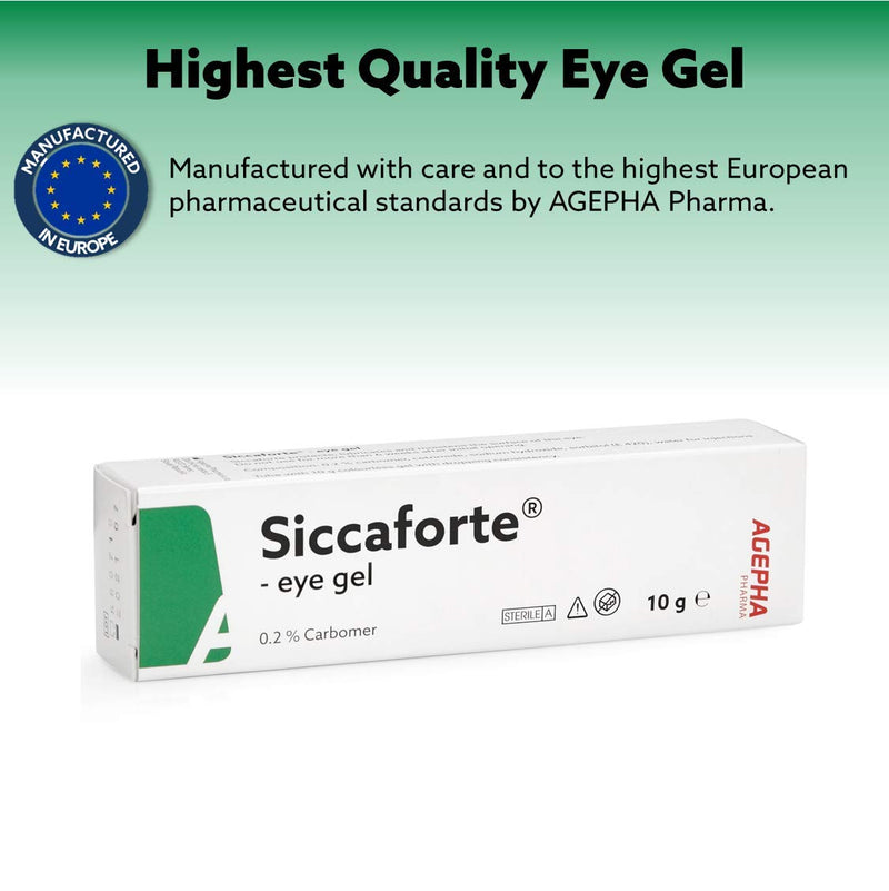 Siccaforte Eye Gel for Dry Eyes | Intensive Dry Eye Gel with Carbomer | Smooth, Moisturizing and Healing for Fresh Eyes | Soothes Irritated and Sore Eyes | Suitable for Day Time Use | Long Term Relief 0.35 Ounce (Pack of 1) - BeesActive Australia