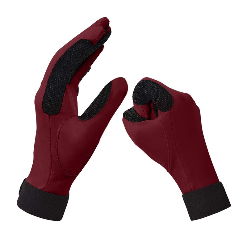 ChinFun Women's Horse Riding Gloves Stretchable Equestrian Gloves Breathable for Outdoor Horseback Cycling Driving wine red X-Large - BeesActive Australia