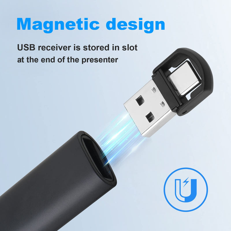 Rechargeable Presentation Clicker for PowerPoint Green Light Pointer, USB-A/USB-C Wireless Presenter Remote, Google Slide Advancer Smart Board Slideshow PPT Clicker for Mac/Laptop/Computer/Office - BeesActive Australia