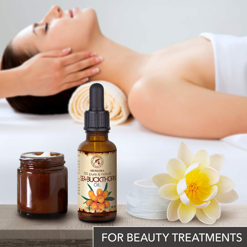 Sea Buckthorn Oil 1 OZ - 30ml - with Dropper - Cold Pressed - Hippophae Rhamnoides Oil - 100% Pure & Natural Sea Buckthorn Berry Oils for Face - Hair - Skin Care - Oils for Beauty & Health - Glass Bottle - BeesActive Australia