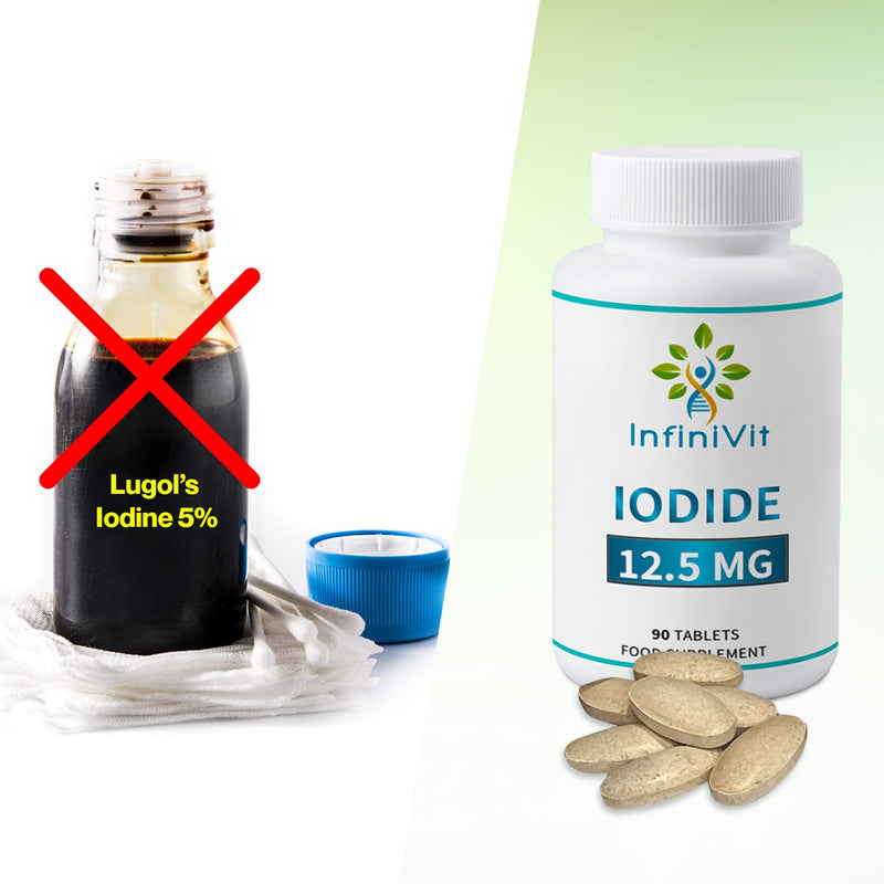 Iodine Tablets 12.5mg, Lugols Iodine Tablets, High Strength Iodine and Potassium Iodide, 90 Vegan Tablets, GMO and Gluten Free - BeesActive Australia