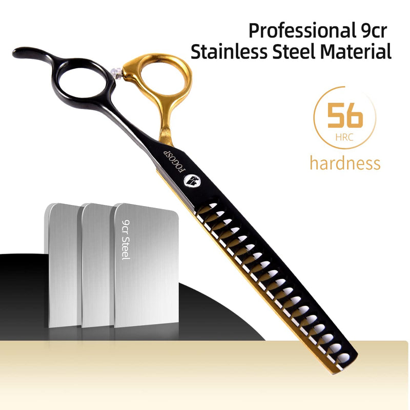 FOGOSP Dog Thinning Shears for Grooming Black and Gold Two-Color Chunking Scissors 6.5" Pet Quick Chunker Texturizing Shears for Home Right Handed(Black&Gold,Chunker) Chunker Thinning - BeesActive Australia