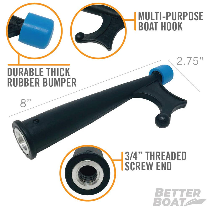 [AUSTRALIA] - Boat Hook with Standard Pole Screw End 3/4" Thread | Handy Hook Boating Accessories with Rubber Bumper Push Stick Motorboat Sailboat Pontoon (with or Without Extension Pole or Telescoping Pole) Hook and Pole 