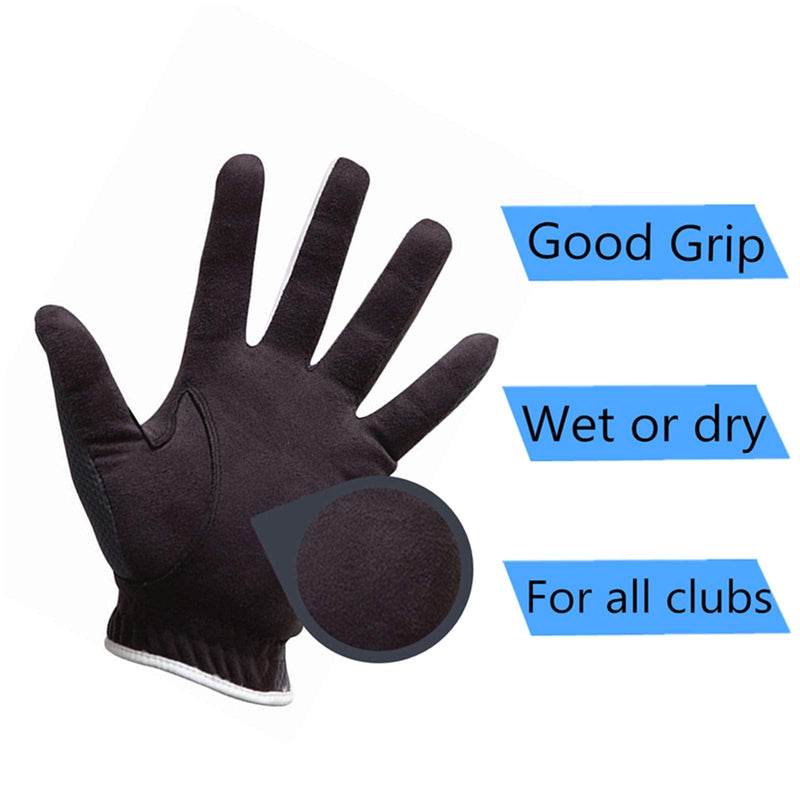 FINGER TEN Men’s Golf Glove Left Hand Rain Grip Pack, Durable Fit for Hot Wet All Weather Black Small - BeesActive Australia