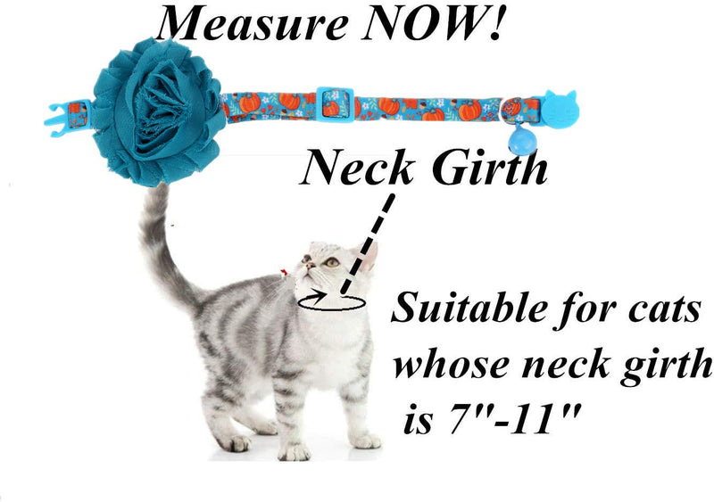 BoomBone Thanksgiving Cat Collar with Detachable Flowers,2 Pack Cute Kitten Collar Breakaway with Bell - BeesActive Australia
