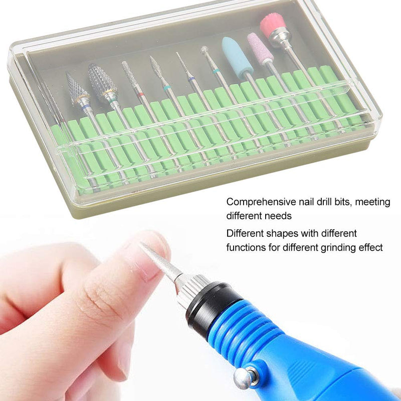 Zetiling Electric Nail Drill Bits Set, 10pcs Nail Drill Bits Set, Tungsten Steel Ceramics Nail Art Grinding Drill Bit Manicure Pedicure Nail Polishing Machine Accessory - BeesActive Australia