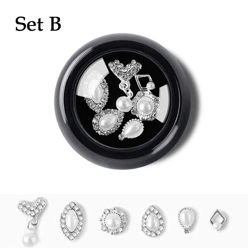 Sethexy 3 Boxes 3D Bling Crystal Rhinestone Nail Art Accessories Jewels Decoration DIY Crafts Gems Alloy Art Nails Tips Design (Set B) Set B - BeesActive Australia