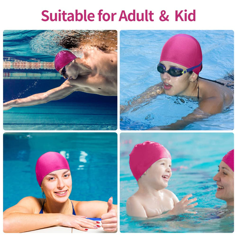 4 pcs Elastic Swim Caps for Both Women & Men & Kids Fabric Durable Non-Waterproof Cloth Swimming Pool Cap Elastic Bathing Cap for Long and Short Hair - BeesActive Australia