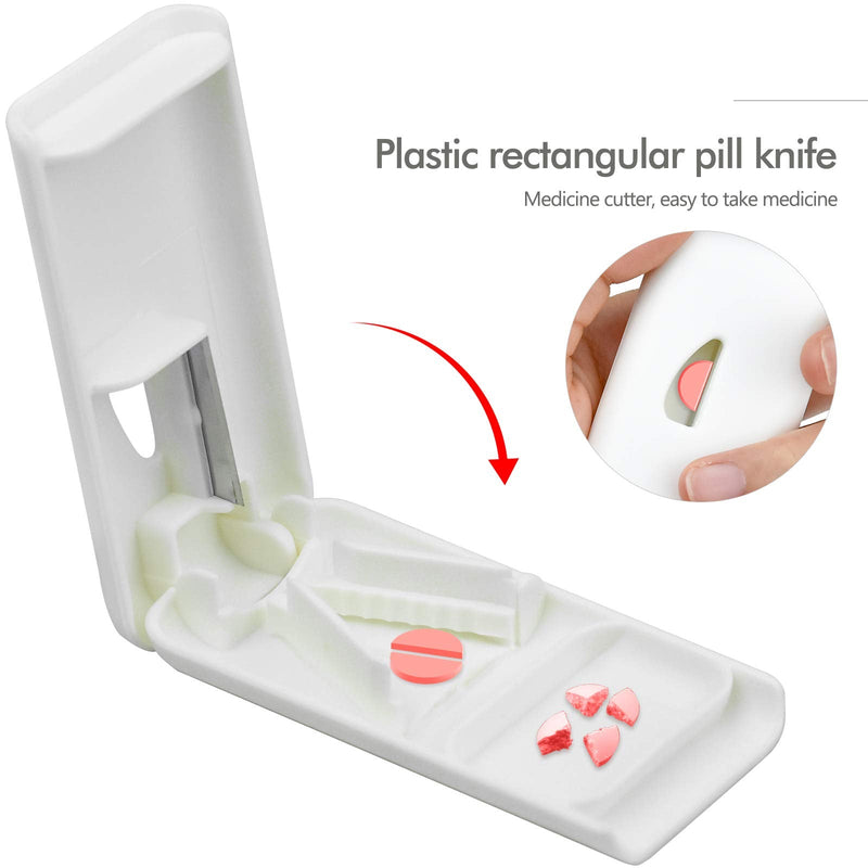 Demason Pill Cutter, White Pill Splitter with Blade Pill Crusher for Big & Small Pills Cut in Half Quarter for Tablet Vitamin Medicine - BeesActive Australia