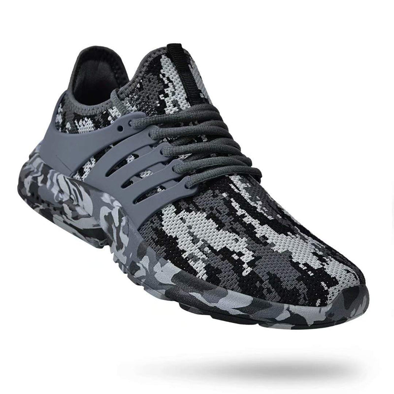 Troadlop Men's Running Shoes Non Slip Shoes Breathable Lightweight Sneakers Slip Resistant Athletic Sports Walking Gym Work Shoes 7 2-camouflage Gray - BeesActive Australia