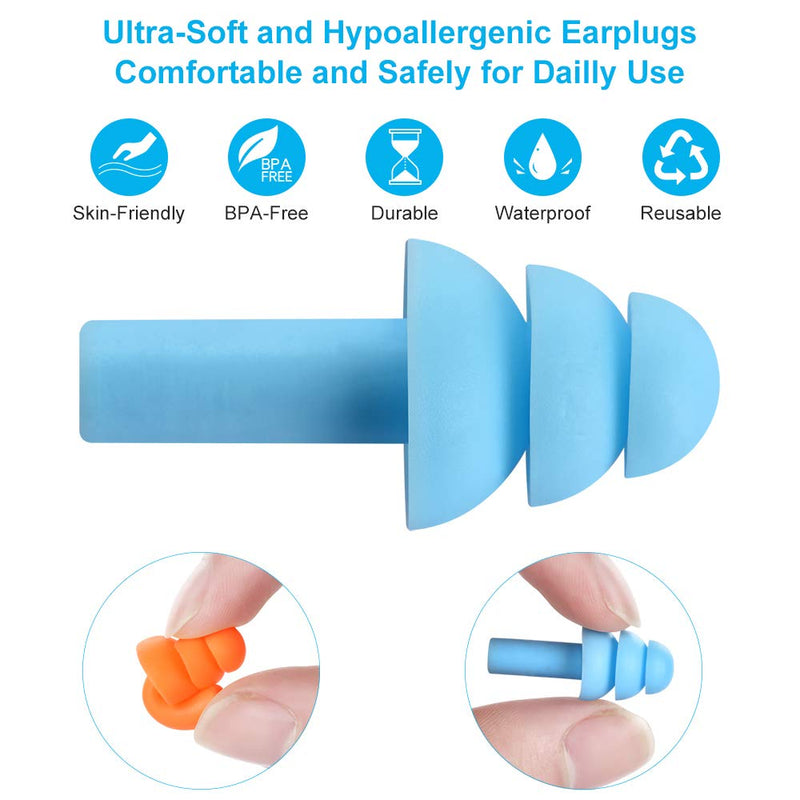 5 Pairs Reusable Super Soft Silicone Earplugs, Comfortable Ear Plugs That can Quickly Eliminate Noise, Suitable for Swimming, Sleeping, Snoring, Working, Studying, Loud Noise - BeesActive Australia