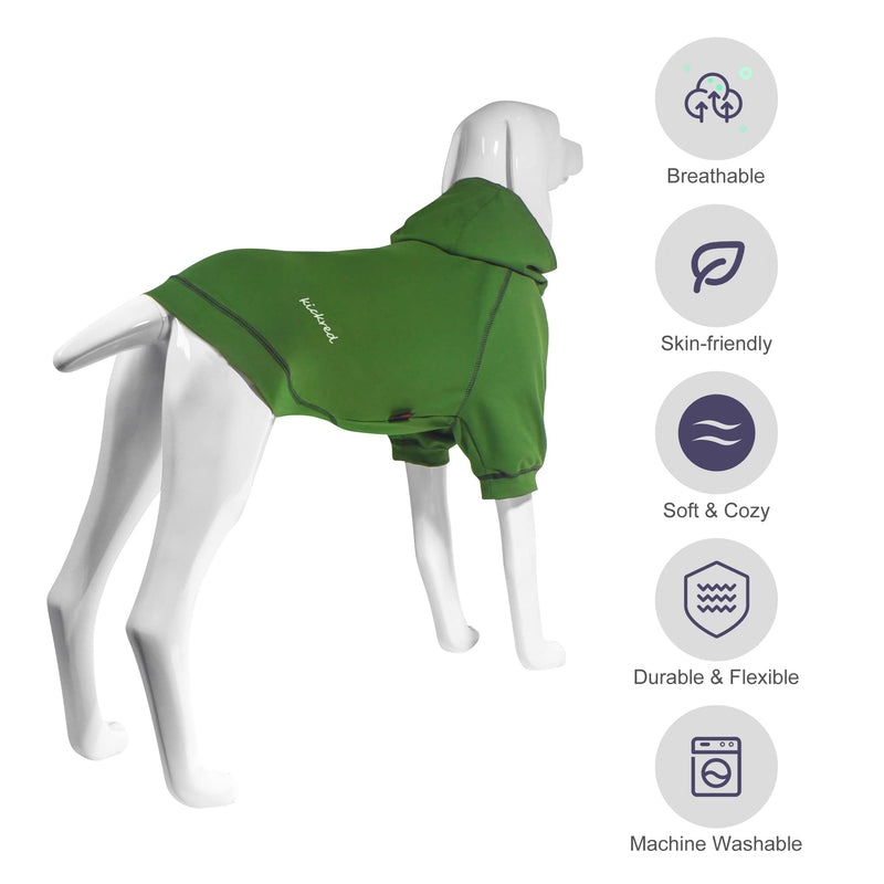 Kickred Basic Dog Hoodie Sweatshirts, Pet Clothes Hoodies Sweater with Hat and Leash Hole, Soft Cotton Outfit Coat for Small Medium Large Dogs XL Army Green - BeesActive Australia