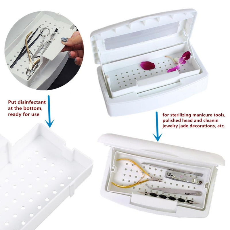 Nail Tools Tray Sterilizer, Sterilization Box Cleaner with Self-draining Basket Sterilizator Disinfection Container Storage Box Case Organizer For Cutter Manicure Salon Tools Set - BeesActive Australia