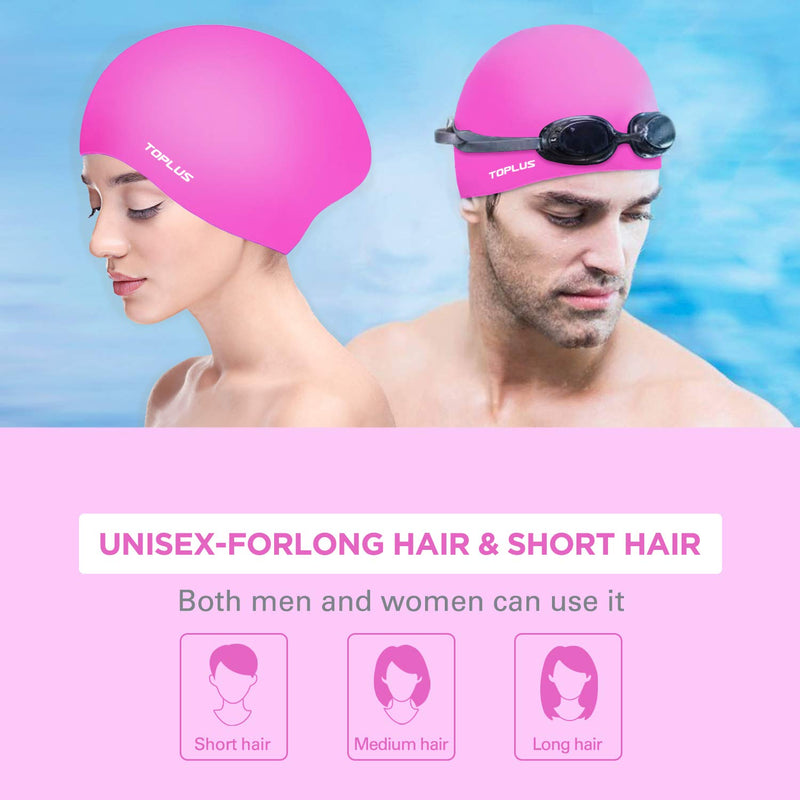 [AUSTRALIA] - TOPLUS Swim Cap Women, Silicone Swimming Caps for Women Swim Caps for Long Hair Swim Cap Girls - 3D Ergonomic Design Comfortable and Durable Comes with Nose Clip & Ear Plugs 