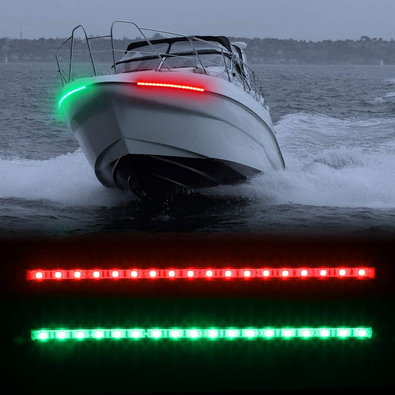 [AUSTRALIA] - Obcursco 12 Inch LED Boat Bow Navigation Light Kits for Marine Boat Vessel Pontoon Yacht Skeeter - 1 Pair Red and Green 