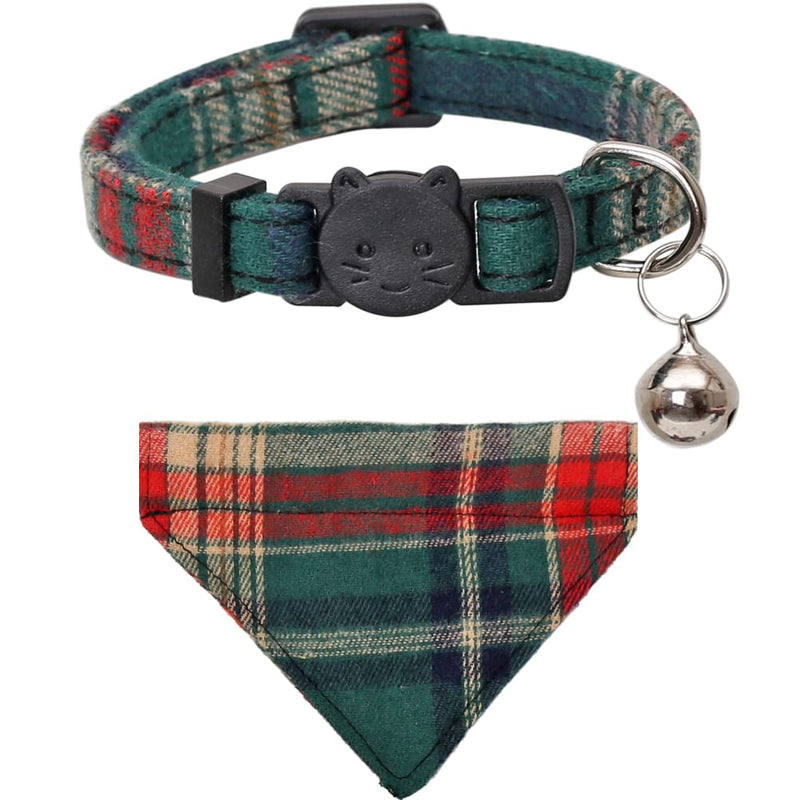 Lamphyface Christmas Cat Collar Breakaway with Cute Removable Bow Tie Flower Bandana and Bell for Kitty Adjustable Safety Plaid - BeesActive Australia