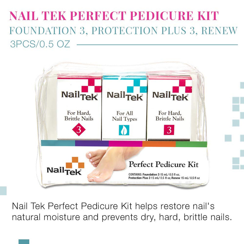 Nail Tek Kit, Pedicure Foundation 3, Protection Plus 3, Renew - 3 pc, Repair and Reinforce Dry, Brittle Nails, Prevents Nails Discoloration - BeesActive Australia