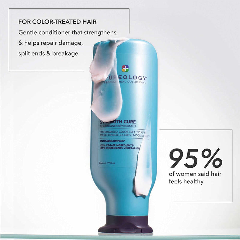 Pureology | Strength Cure | Strengthening Conditioner | For Damaged, Colour Treated Hair | Vegan | 266ml - BeesActive Australia