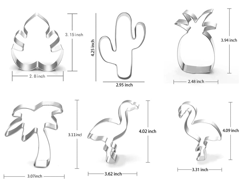 Hawaiian Cookie Cutter Set-6 Piece-Cactus, Pineapple, Flamingo, Monstera Leaf and Palm Tree-Tropical Cookie Cutters Molds for Summer Tropical Beach Party Supplies Decoratons Hawaiian tropical - BeesActive Australia