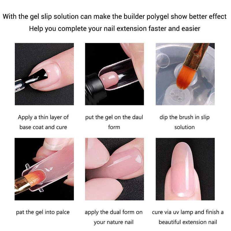 Slip Solution Poly Nail Gel, Quick Poly Slip Solution Gel Nail Extension Gel Liquid Solution, Nail Gel Builder Liquid for Nail Art DIY Nail, Contains a Brush and a Cup - 45ml white - BeesActive Australia