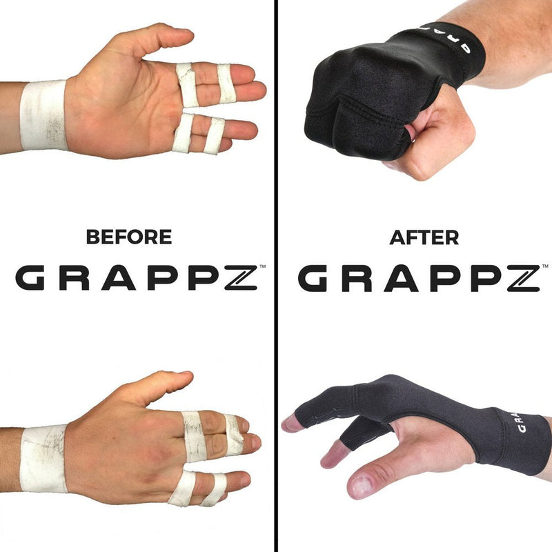 Grappz Flexible Splint for Fingers - Finger Tape & Sports Tape Alternative Athletic Gloves Pair, Injury Jam Protection & Grip Support for BJJ, & All Sports (Black, Unisex) Large - BeesActive Australia